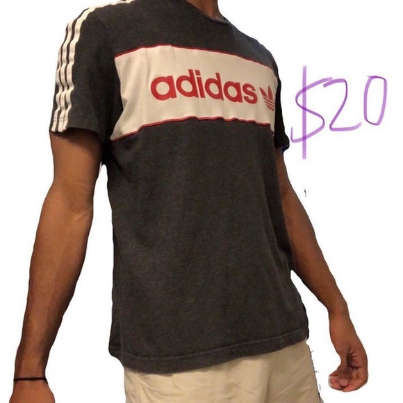 ✇ 3 STRIPE ADIDAS GREY SOCCER SHIRT✇ - Picture 1 of 3